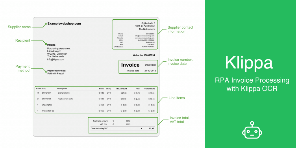 RPA for invoice processing with OCR