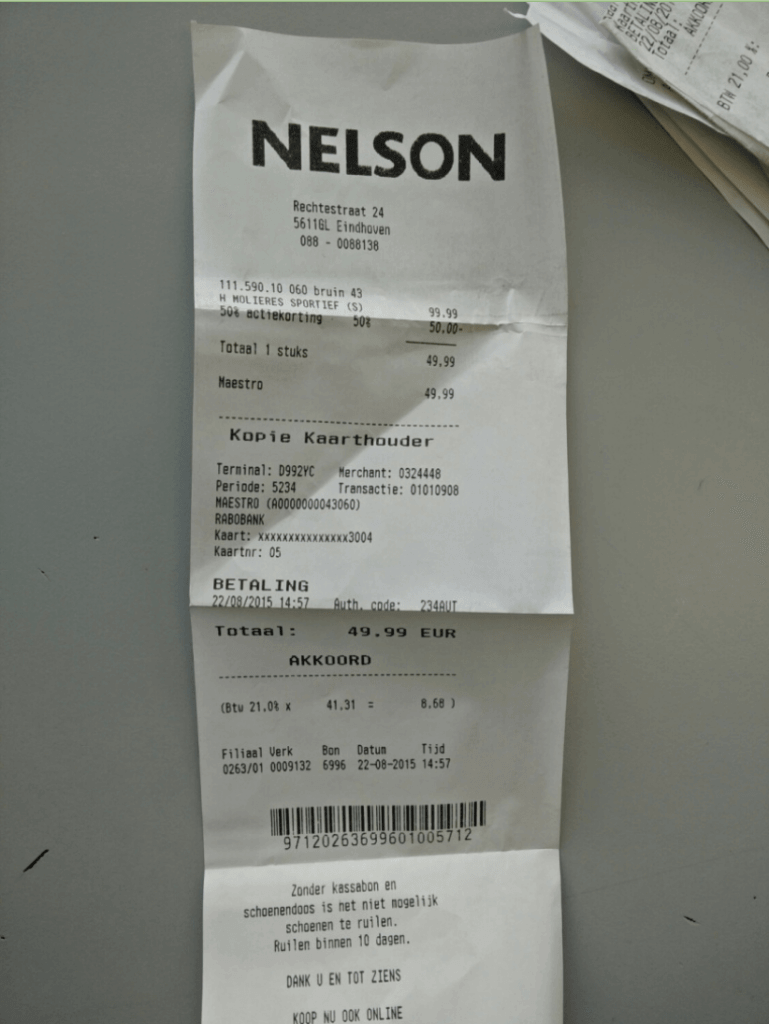 Demo receipt