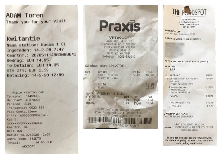 Converted receipt images