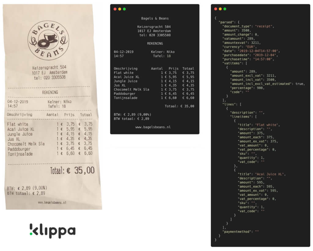 Klippa Receipt OCR example