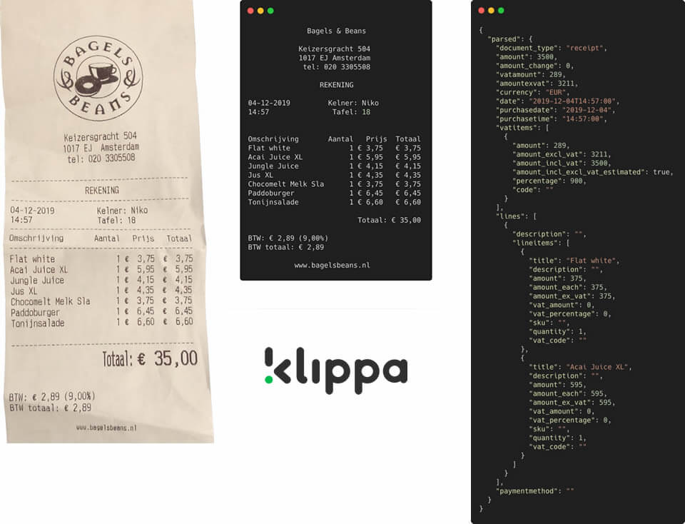 Receipt parsing and OCR API