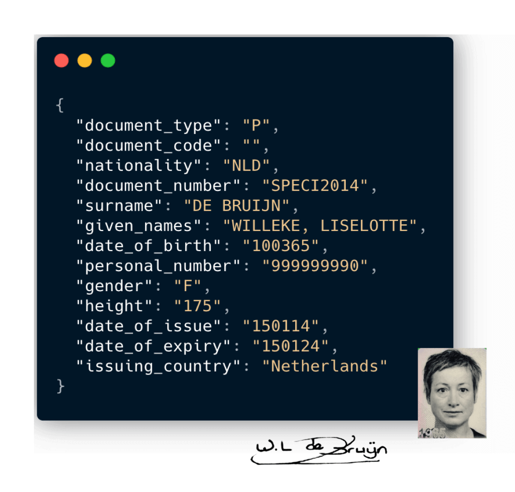 ocr passeport klippa json
