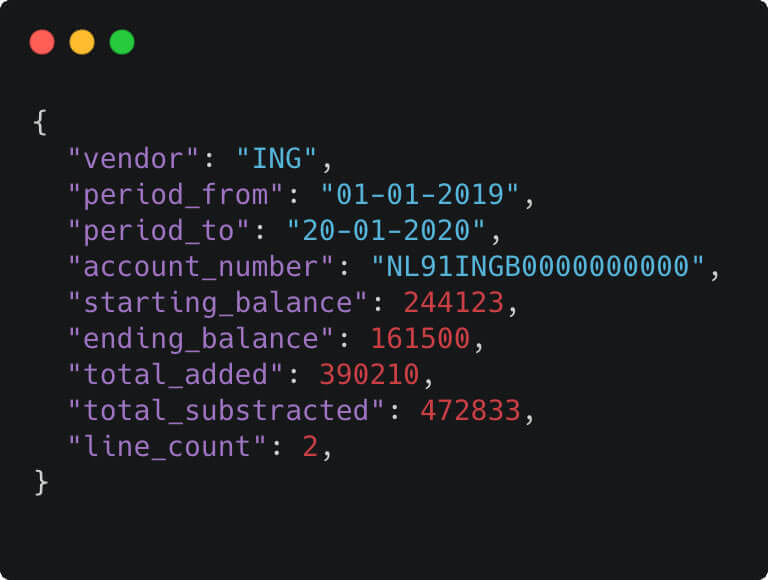 OCR extrato bancário JSON