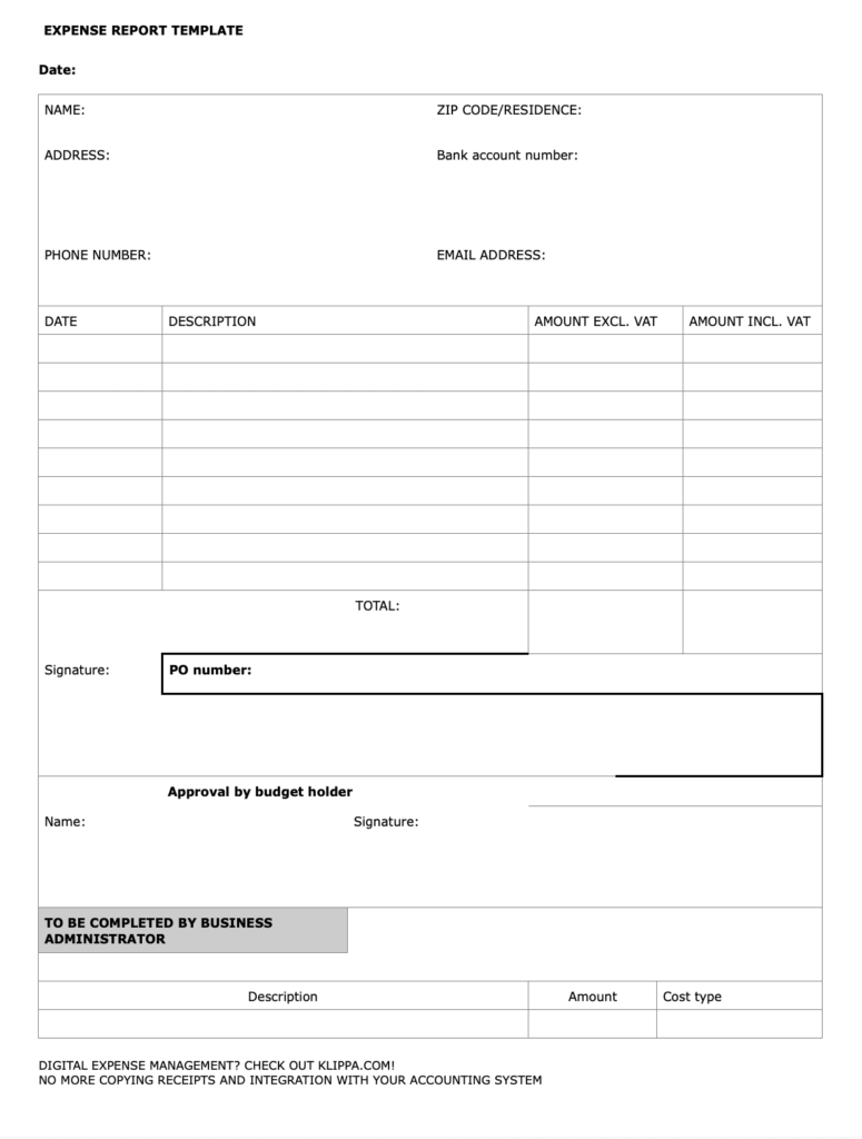 Travel Expense Word Template