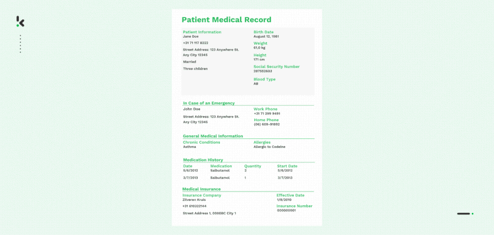 Medical record scan