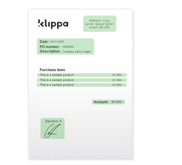 Klippa blog over data-invoer, factuur met regel-scans