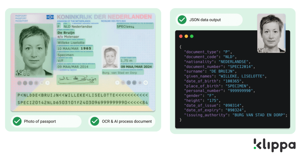 Klippa blog over data-invoer, paspoort van afbeelding naar JSON