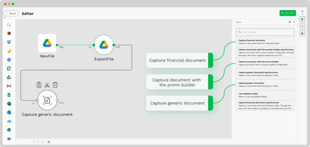 Extracting data in the DocHorizon platform using the Document Capture element