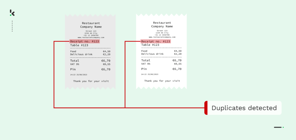 duplicate receipt detected