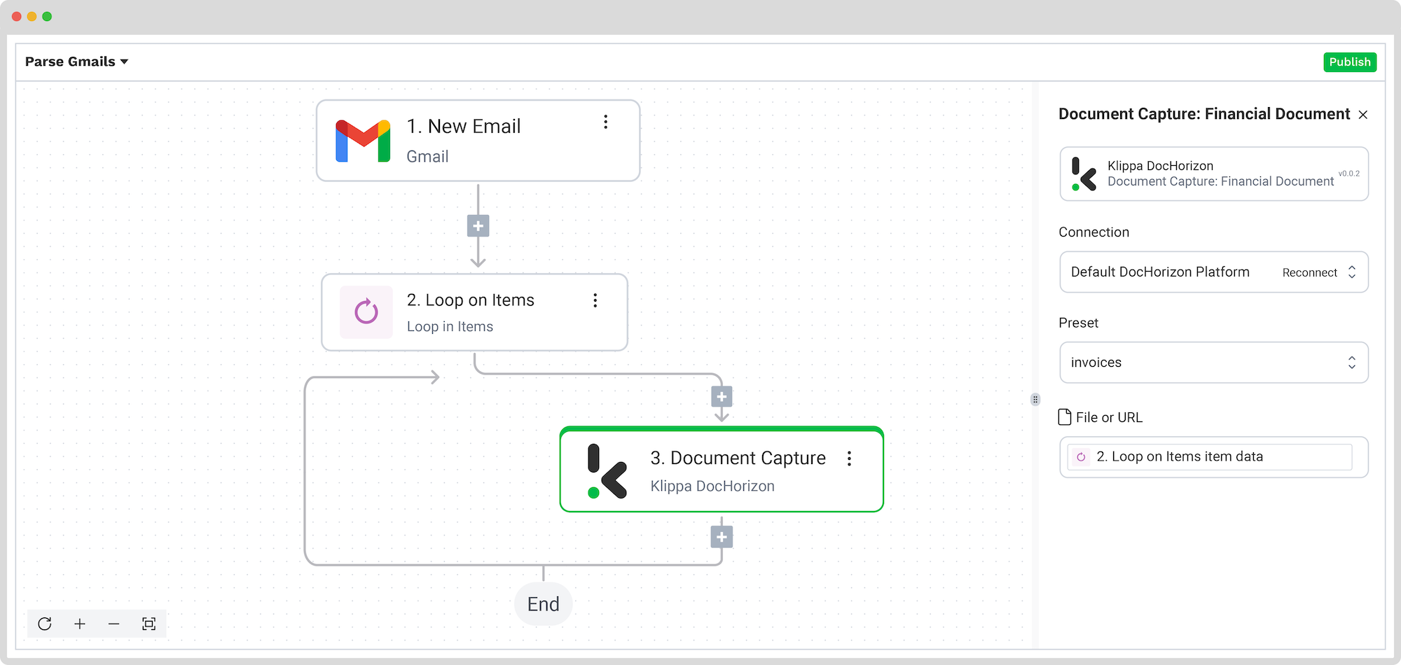 parse gmail emails with klippa step 5