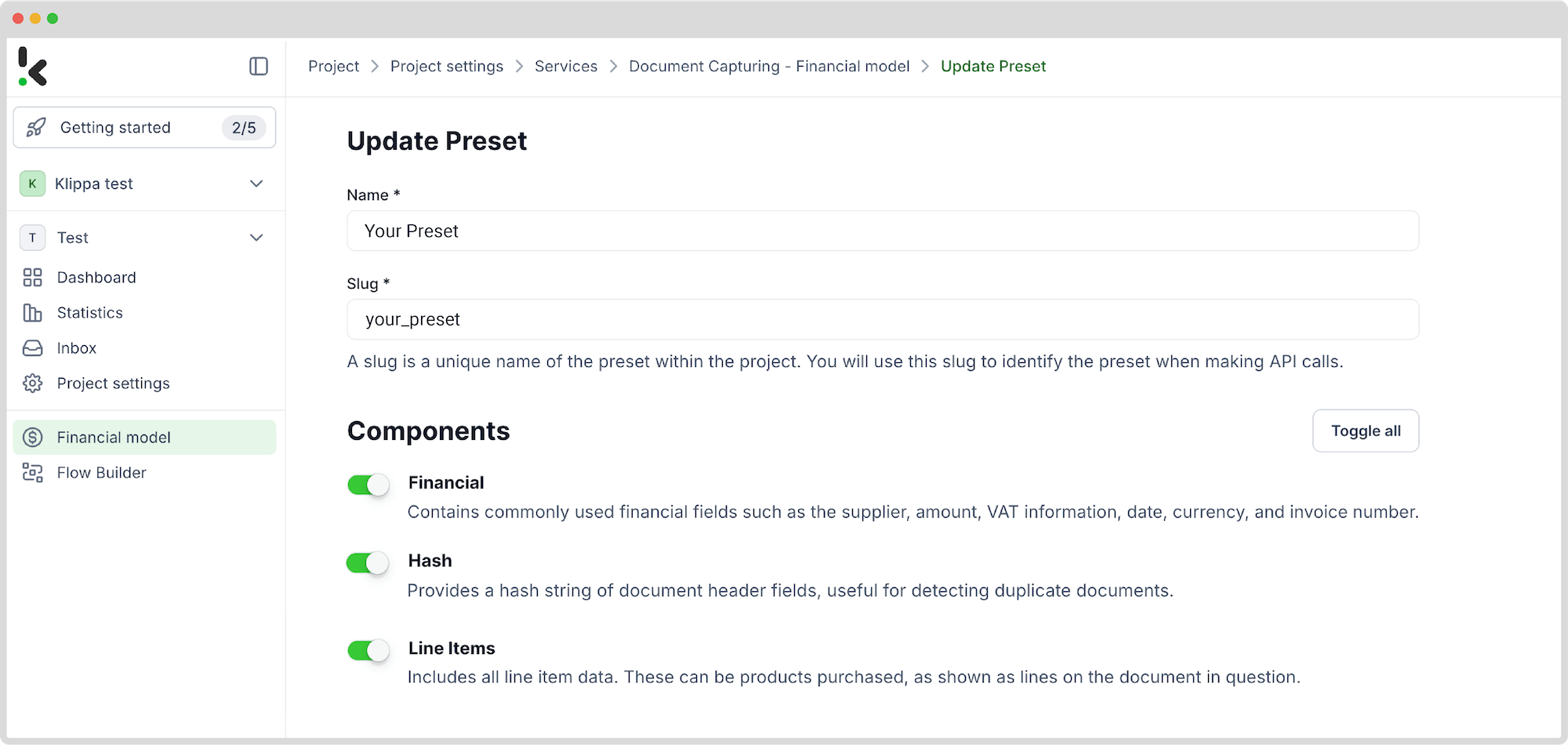 how to detect duplicate financial preset
