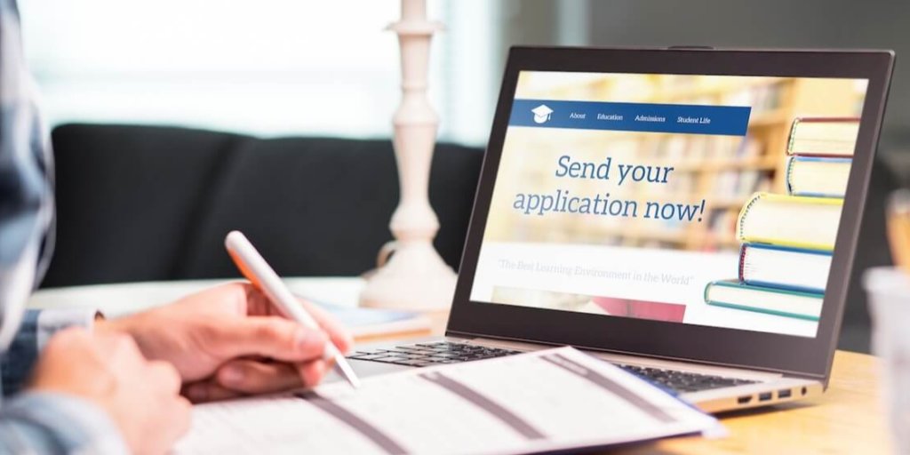 Student sending application to online portal