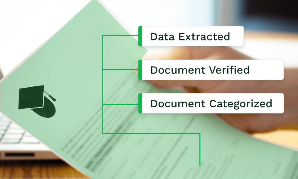 Data being extracted and verified from student transcript
