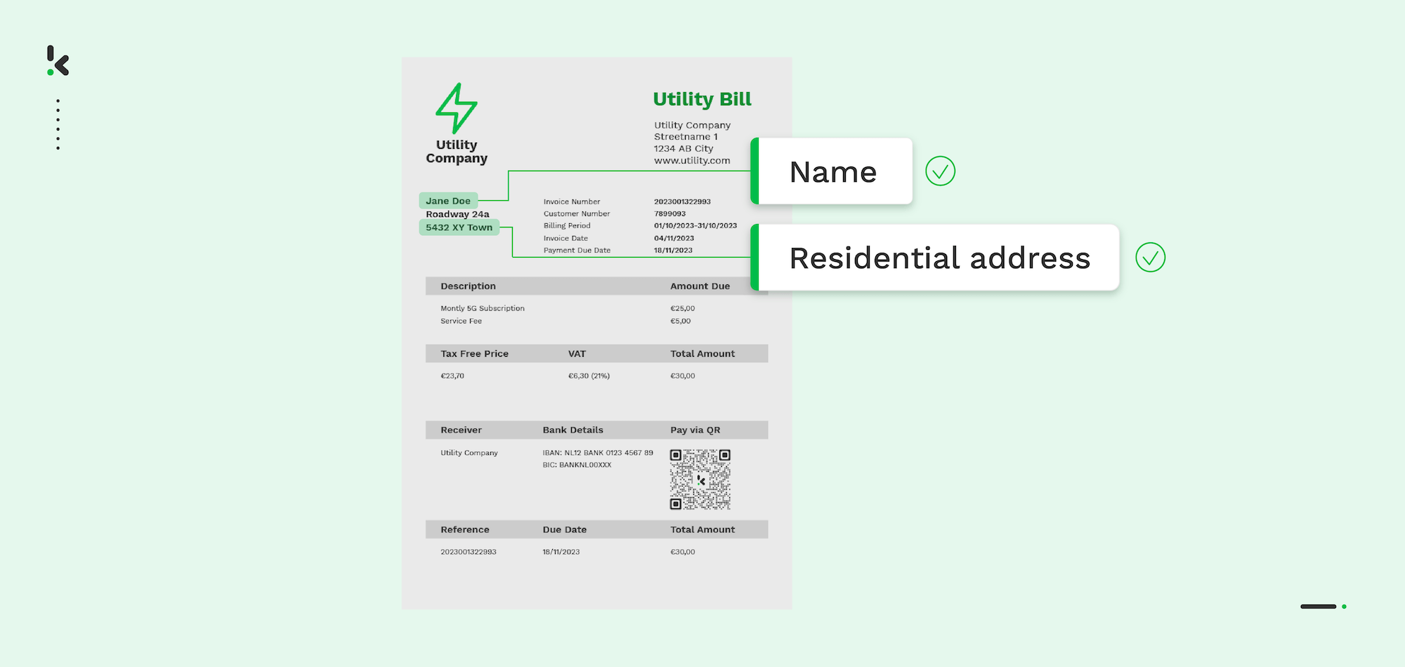 Utility bill processing for proof of address verification