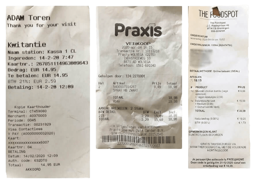 Converted receipt images
